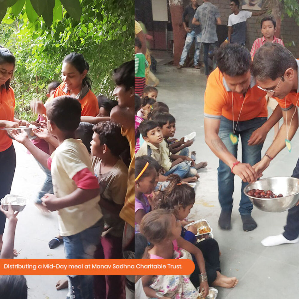 Distributing A Mid-Day Meal At Manav Sadhna Charitable Trust By Devopus