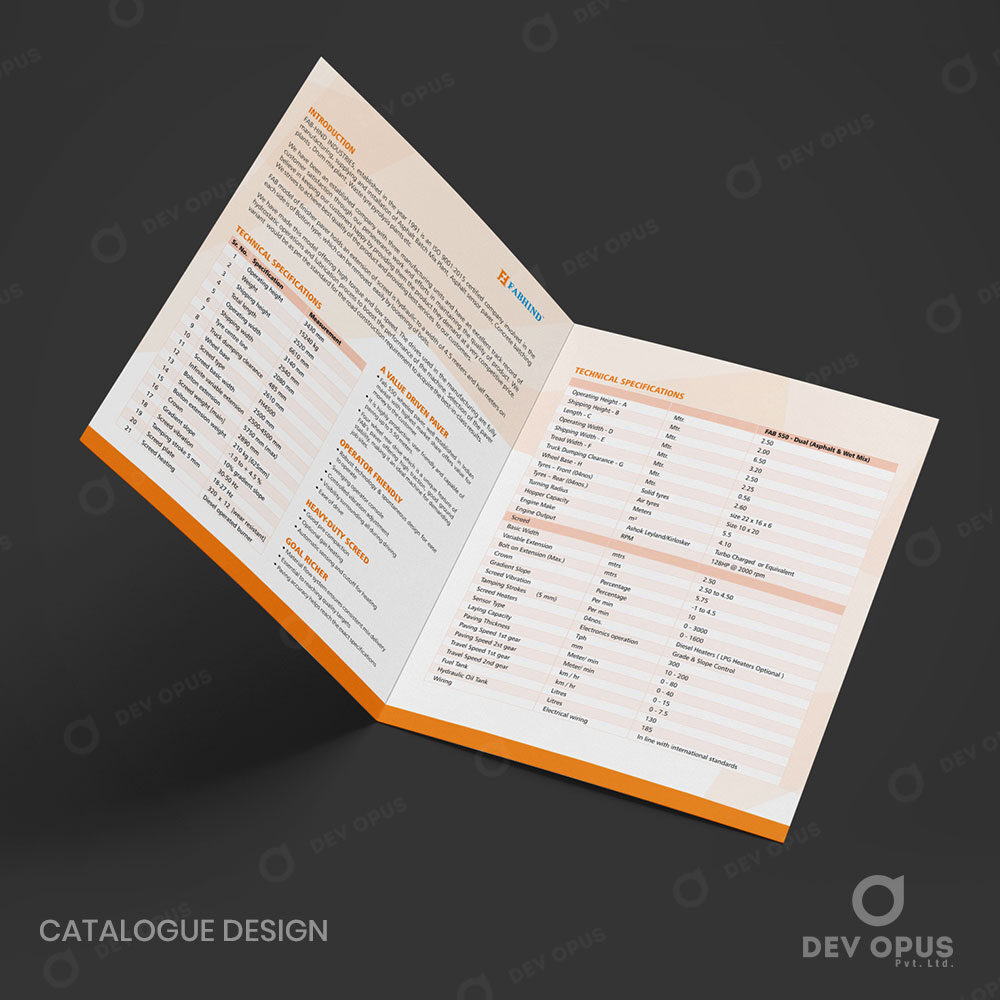 Catalogue Design For Fabhinds Asphalt Sensor Paver At Ahmedabad