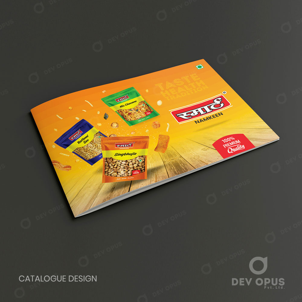 Food Product Catalogue Design For Smart Namkeen By Dev Opus