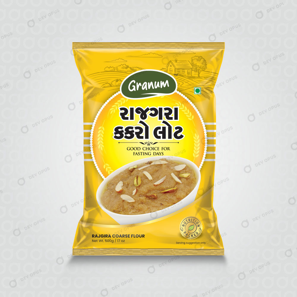 Packaging Design For Granum Rajgira Coarse Flour 500g