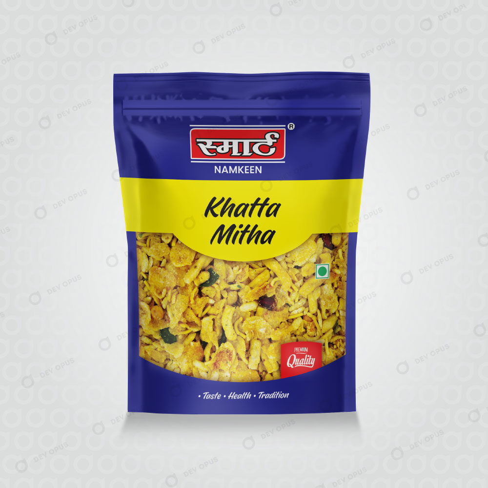 Packaging Design At Ahmedabad For Smart Namkeen Khatta Mitha Pouch
