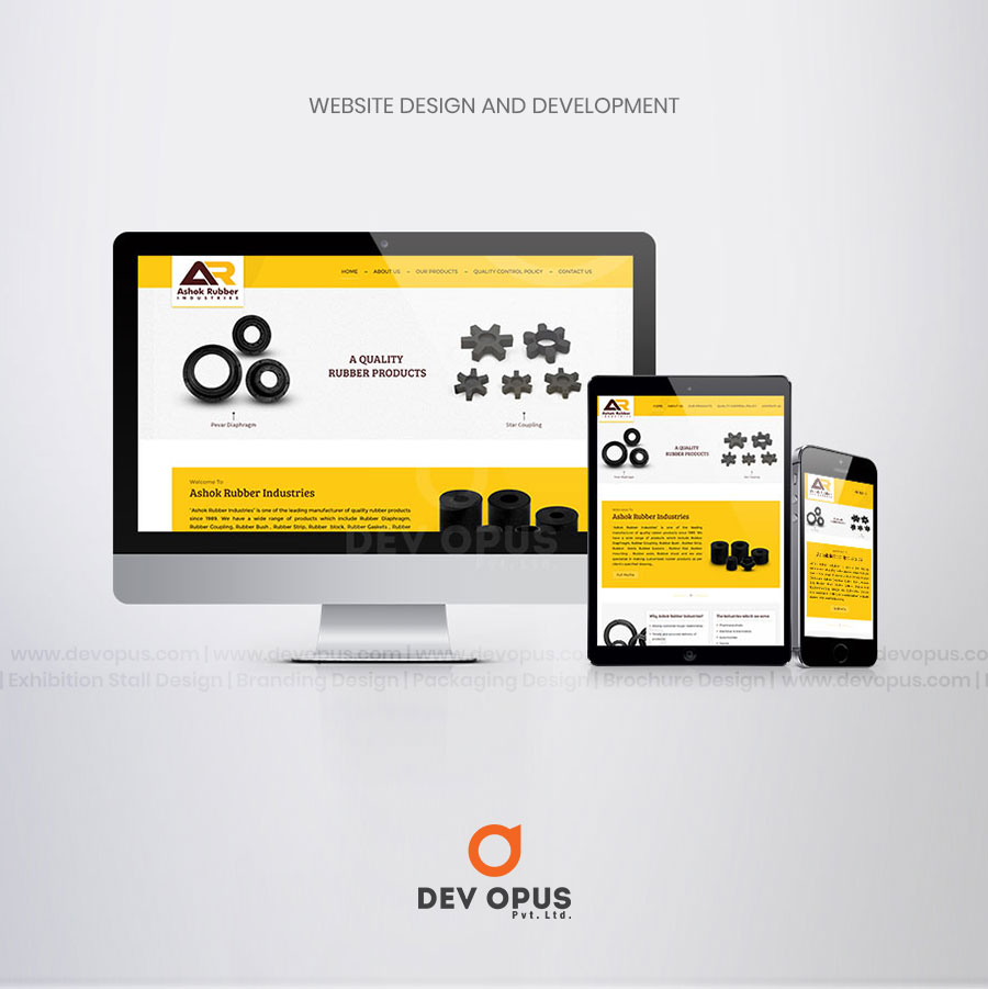 ashok rubber website design development in ahmedabad by dev opus